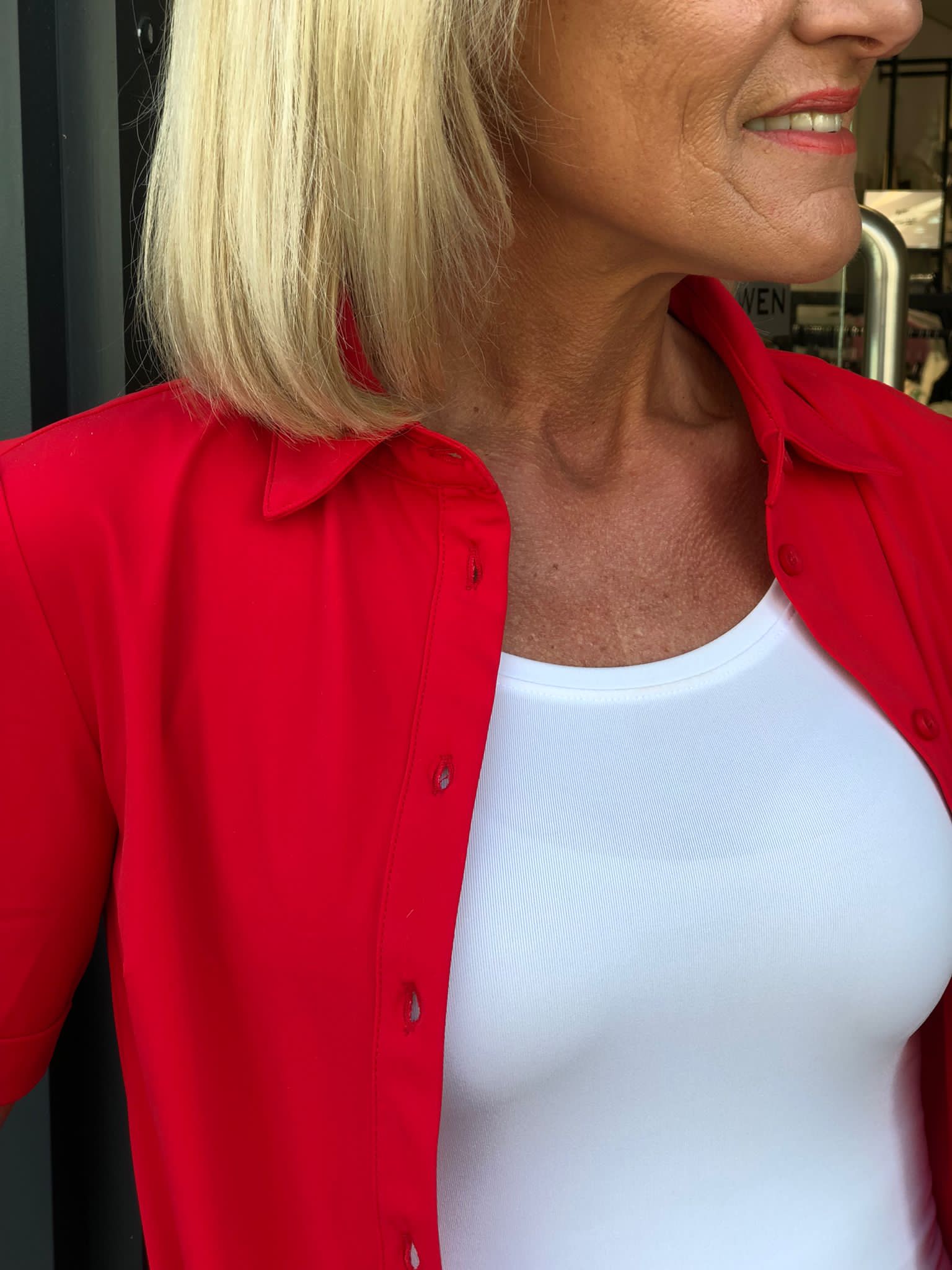 Mi Piace Travelstof Blouse Korte Mouw rood 202031