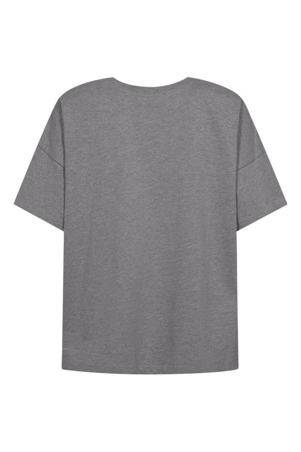 Freequent Carol Tee med. grey melange w. port royale burgundy