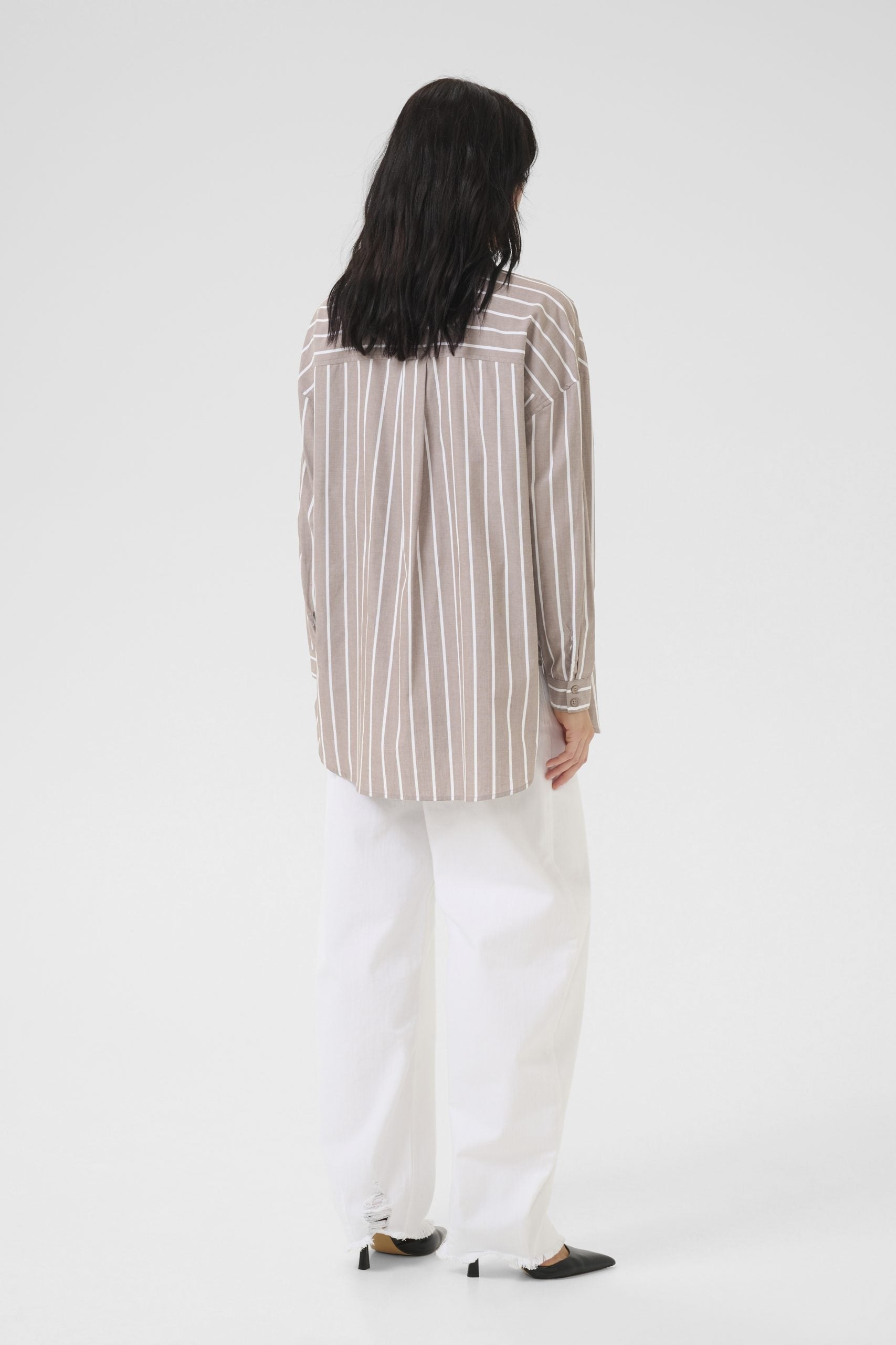 My Essential Wardrobe KionaMW Boxy Shirt walnut striped
