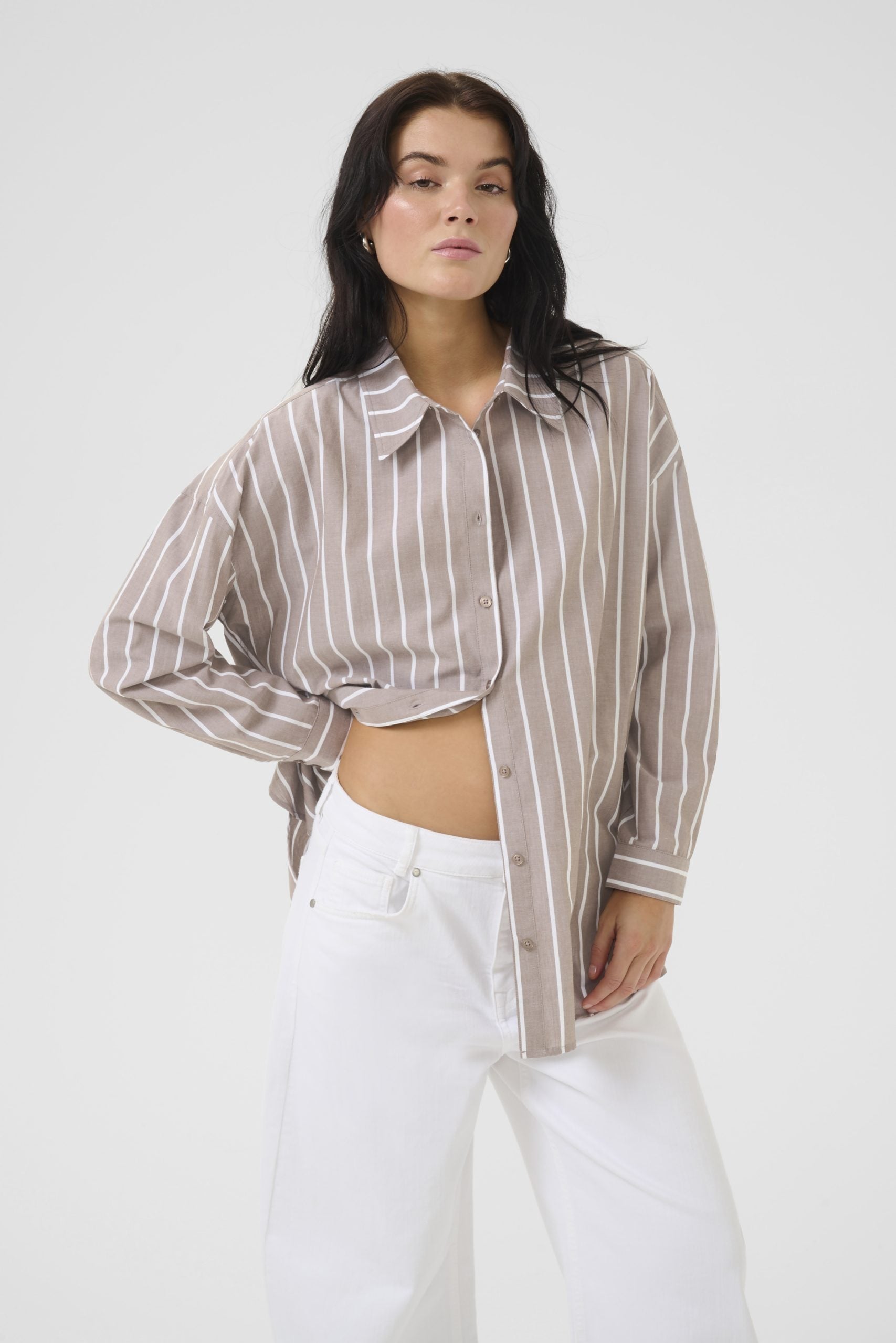 My Essential Wardrobe KionaMW Boxy Shirt walnut striped