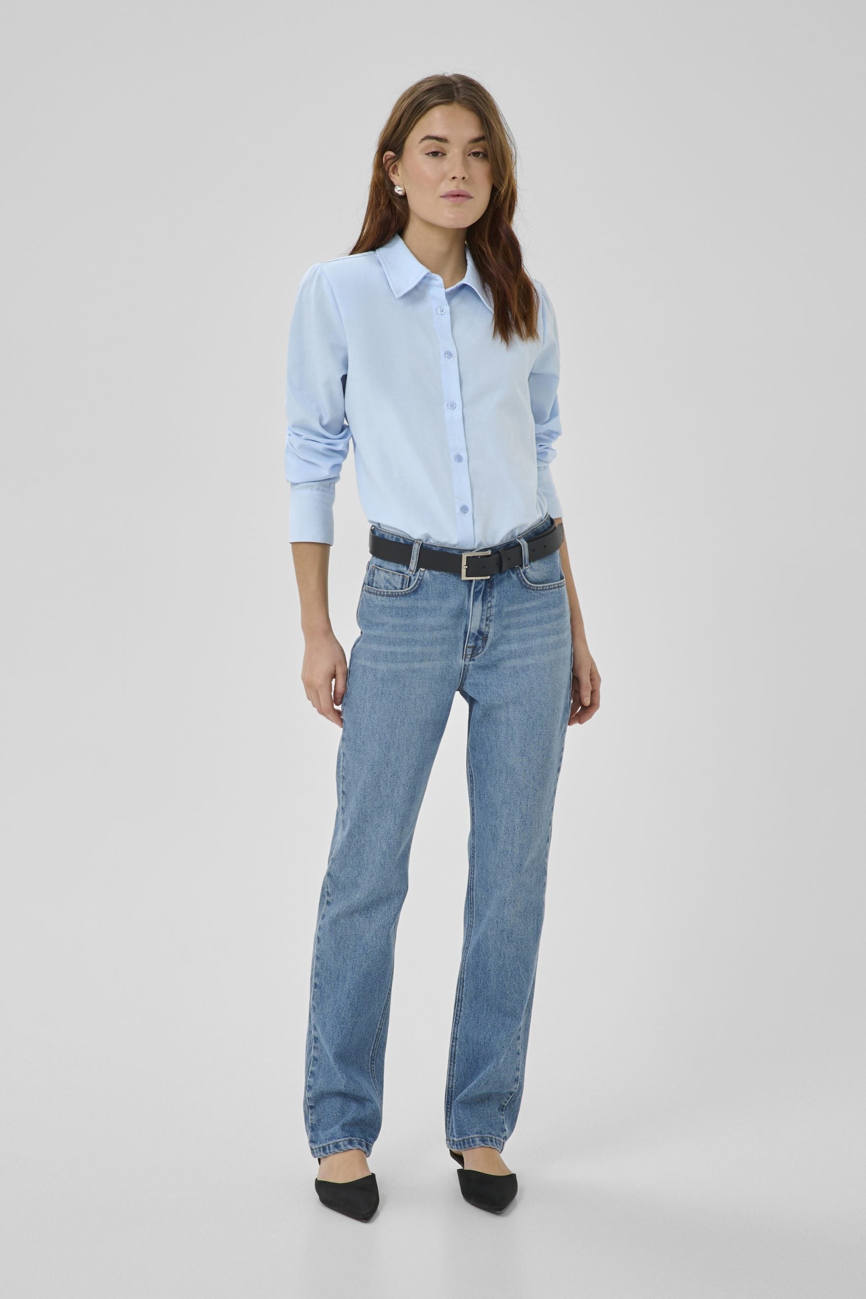 My Essential Wardrobe Vilda Shaped Blouse cashmere blue