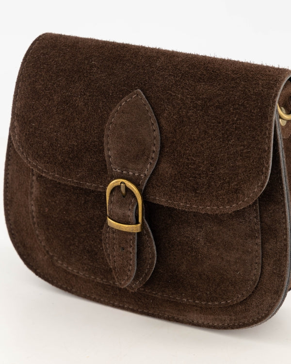 Sola Schoudertas Suede T420 dark brown