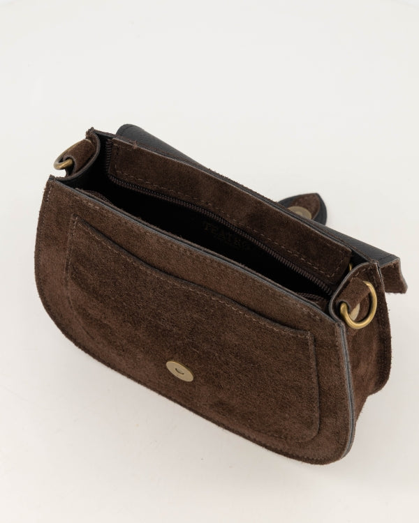 Sola Schoudertas Suede T420 dark brown