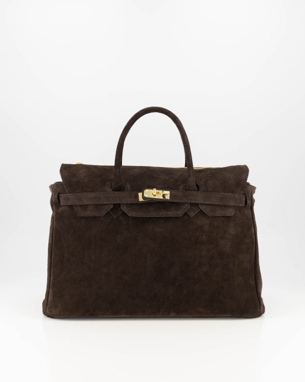 Birdie Large Handtas Suede T309 dark brown