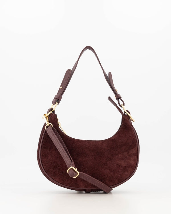 Gwyneth Schoudertas Suede/Leer T435 bordeaux