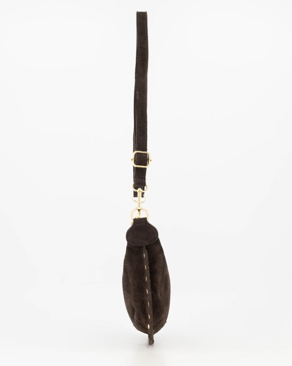 Monica Handtas Suede T418 dark brown
