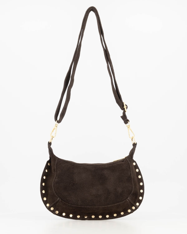 Monica Handtas Suede T418 dark brown