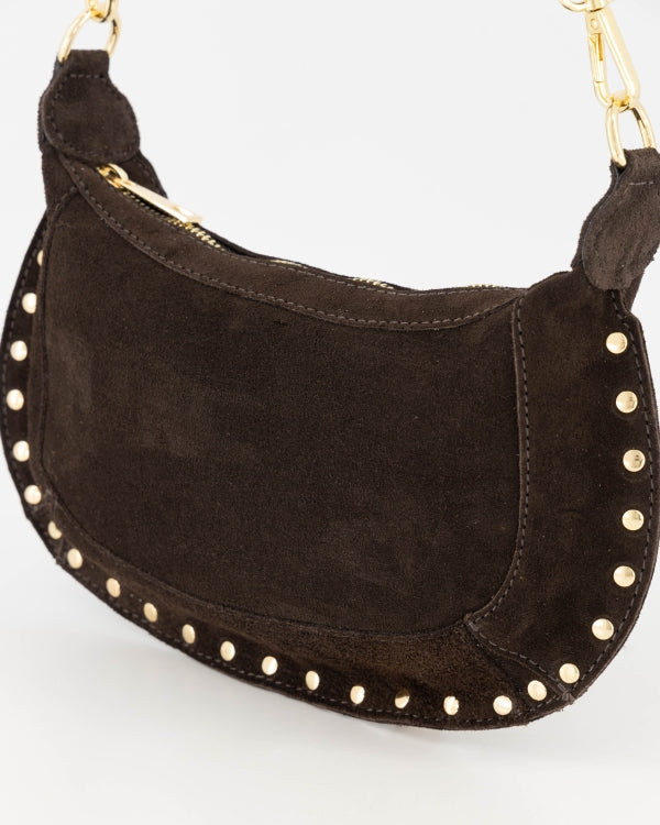 Monica Handtas Suede T418 dark brown