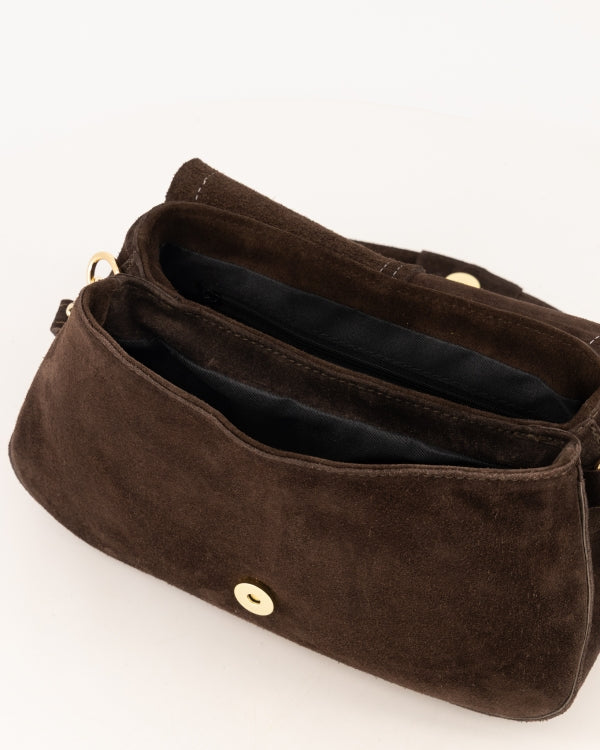 Catania Schoudertas Suede bruin T413