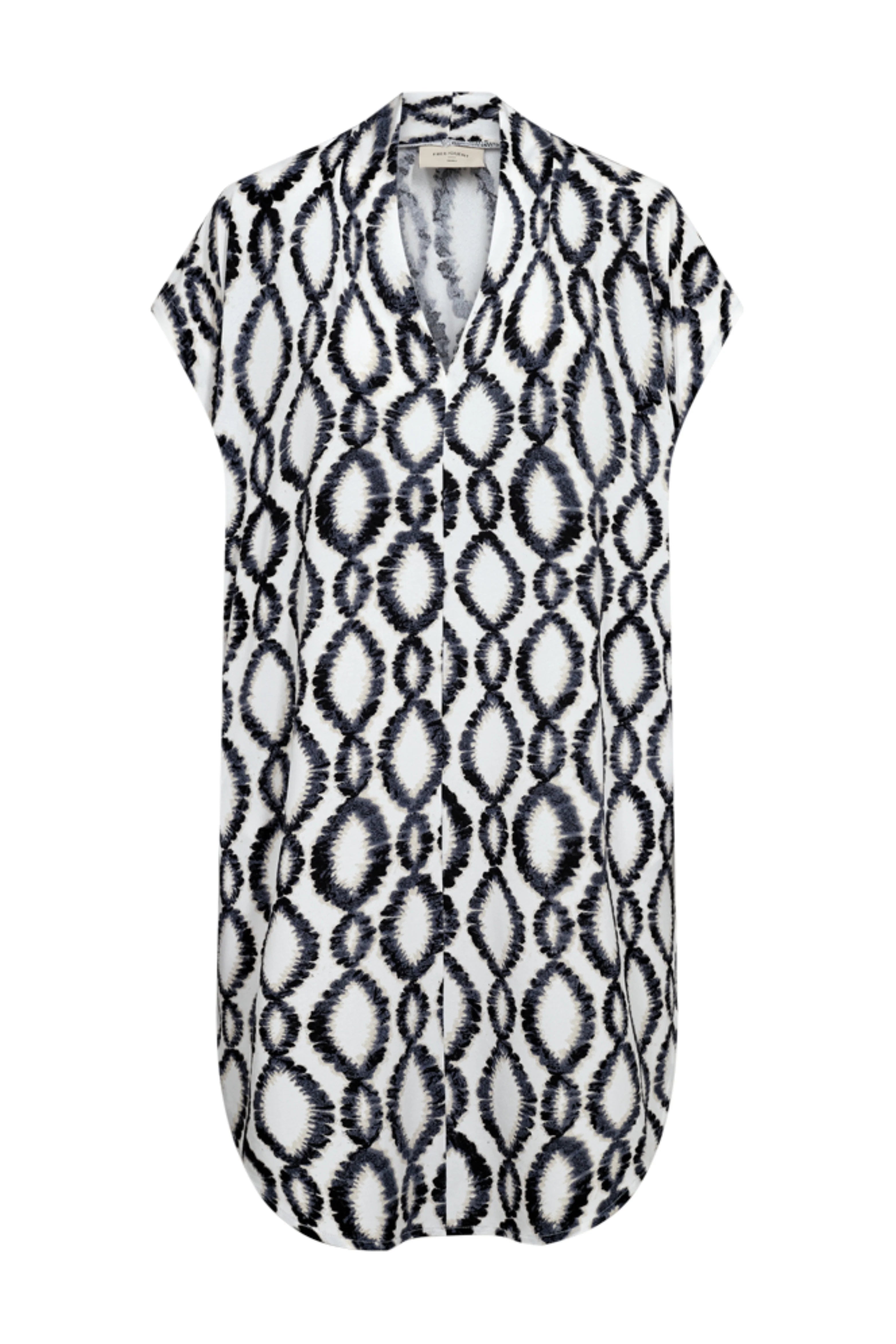 Freequent Floi Jurk brilliant white w. black