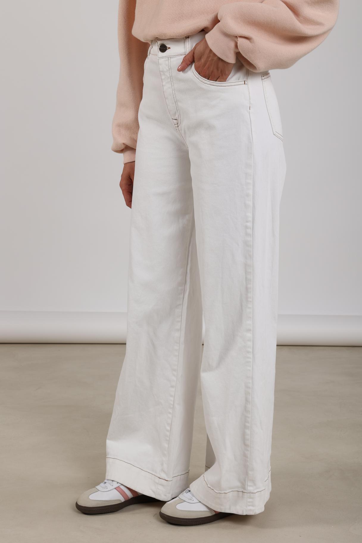 Nukus Abby Broek Denim Embroidery off white