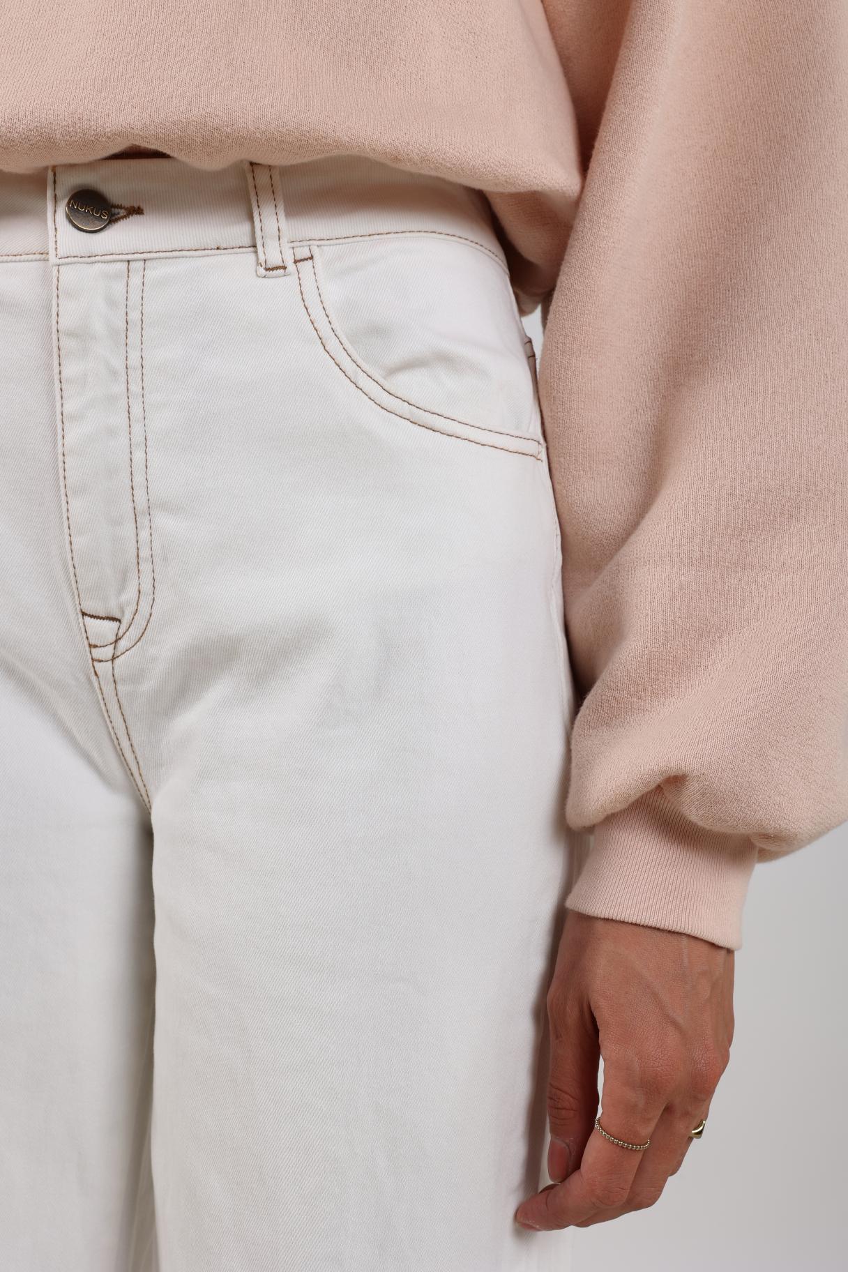 Nukus Abby Broek Denim Embroidery off white