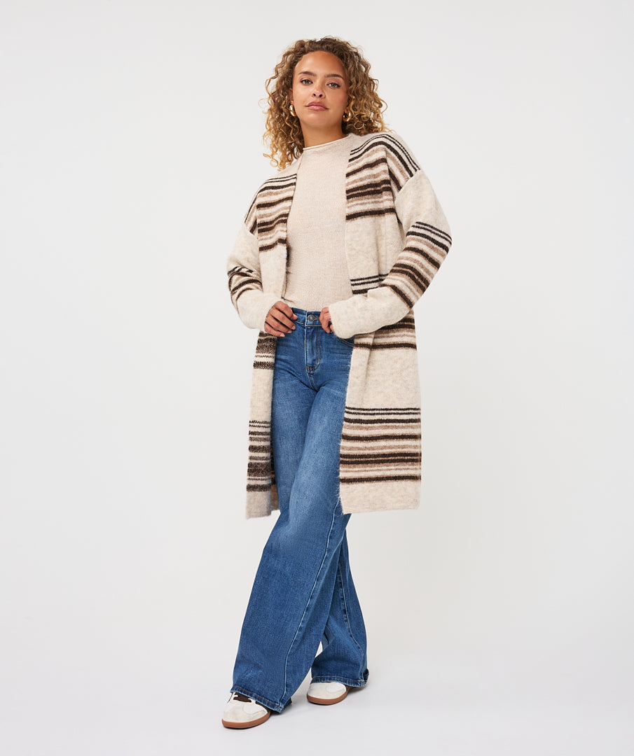 Esqualo Cardigan Striped biscuit melange F26.18504