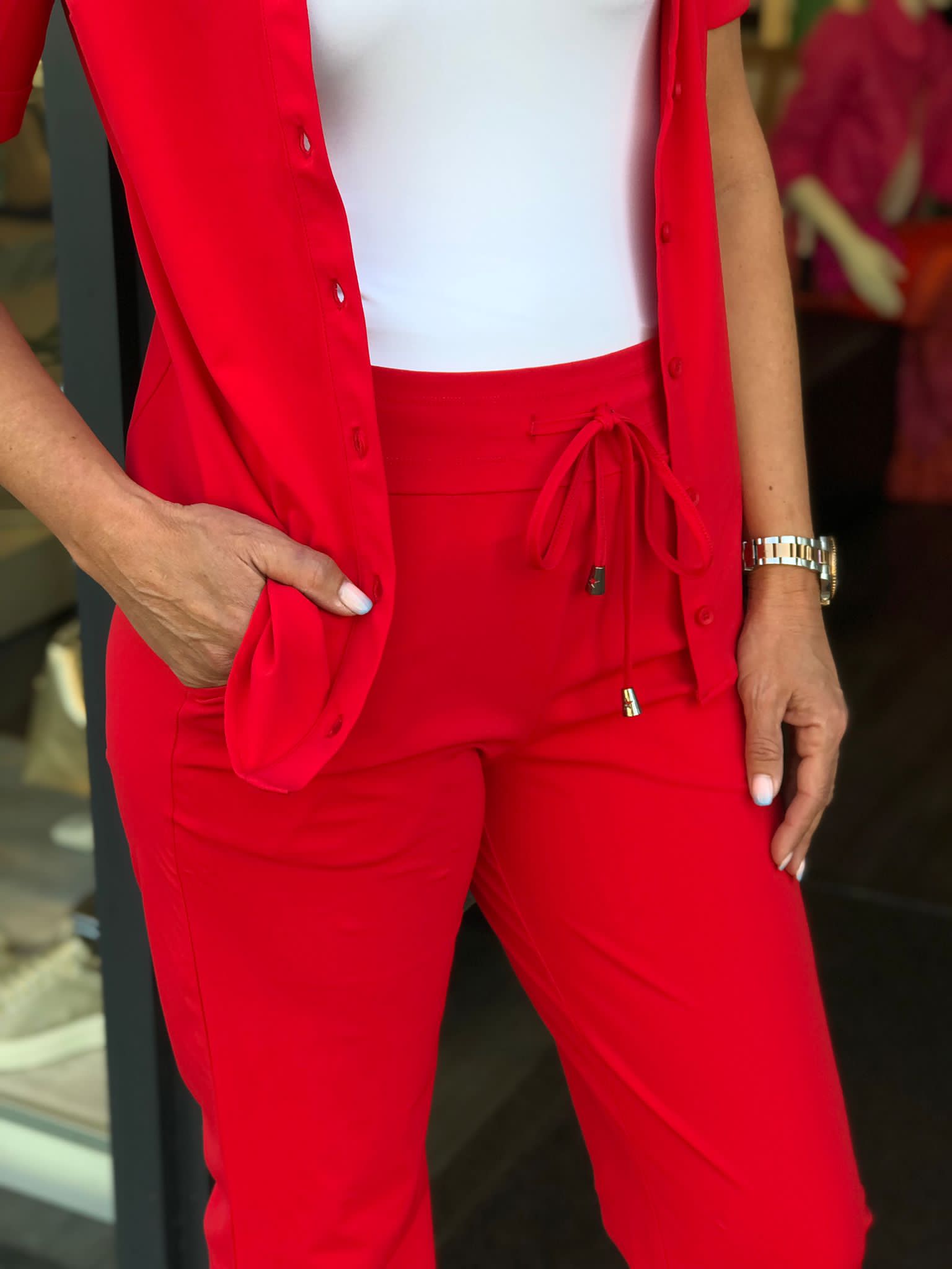 Mi piace Travelstof Broek Recht Model 202089 rood
