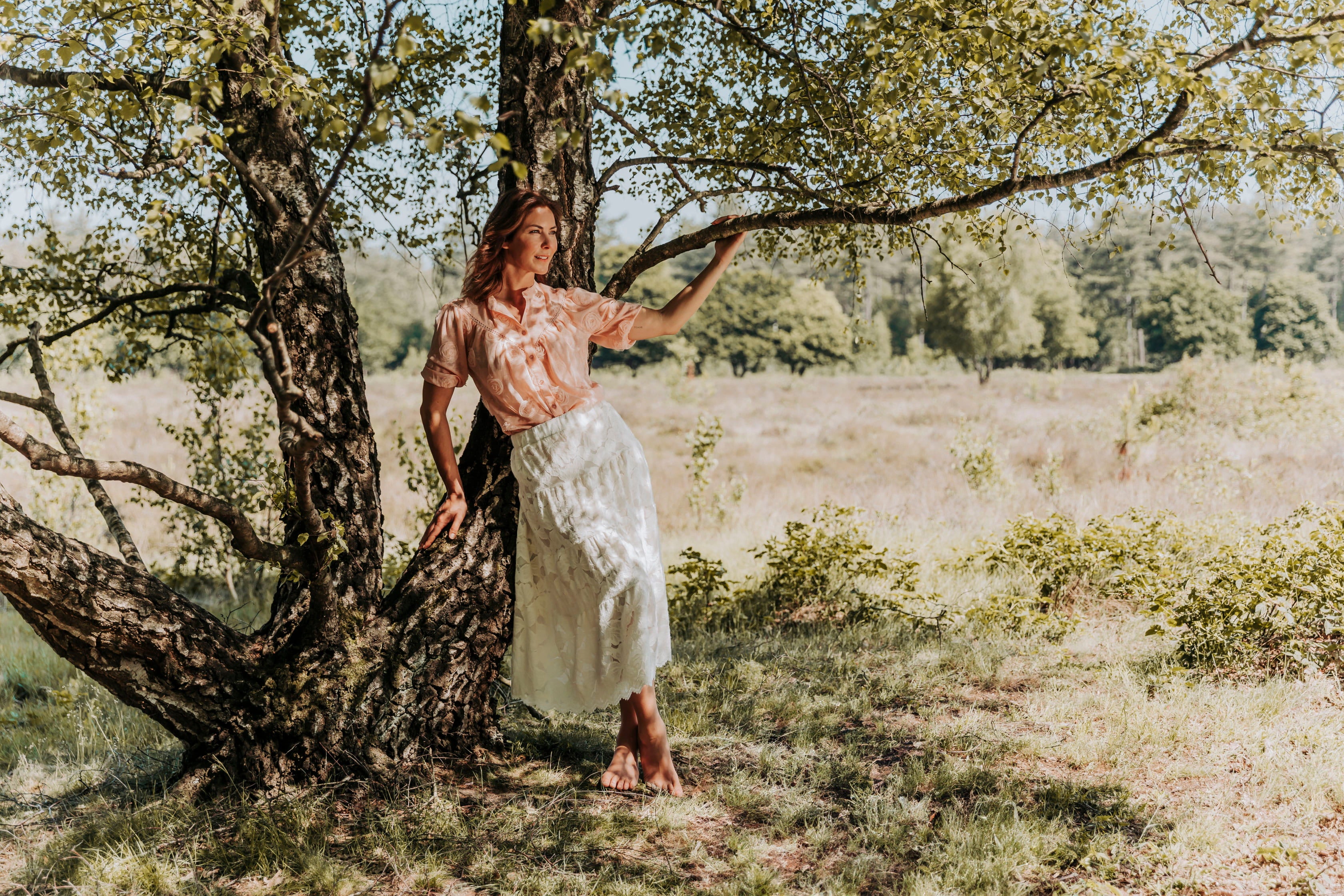NED Bobin 3/4 SS Blouse Roses Crepe Woven salmon pink