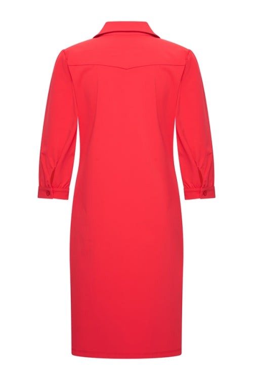 Mi Piace Travelstof Jurk Recht Model 202442 rood