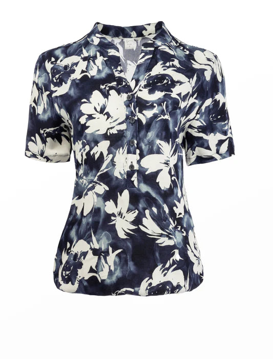 NED Top Nox Denim Tie Dye Flower Woven denim