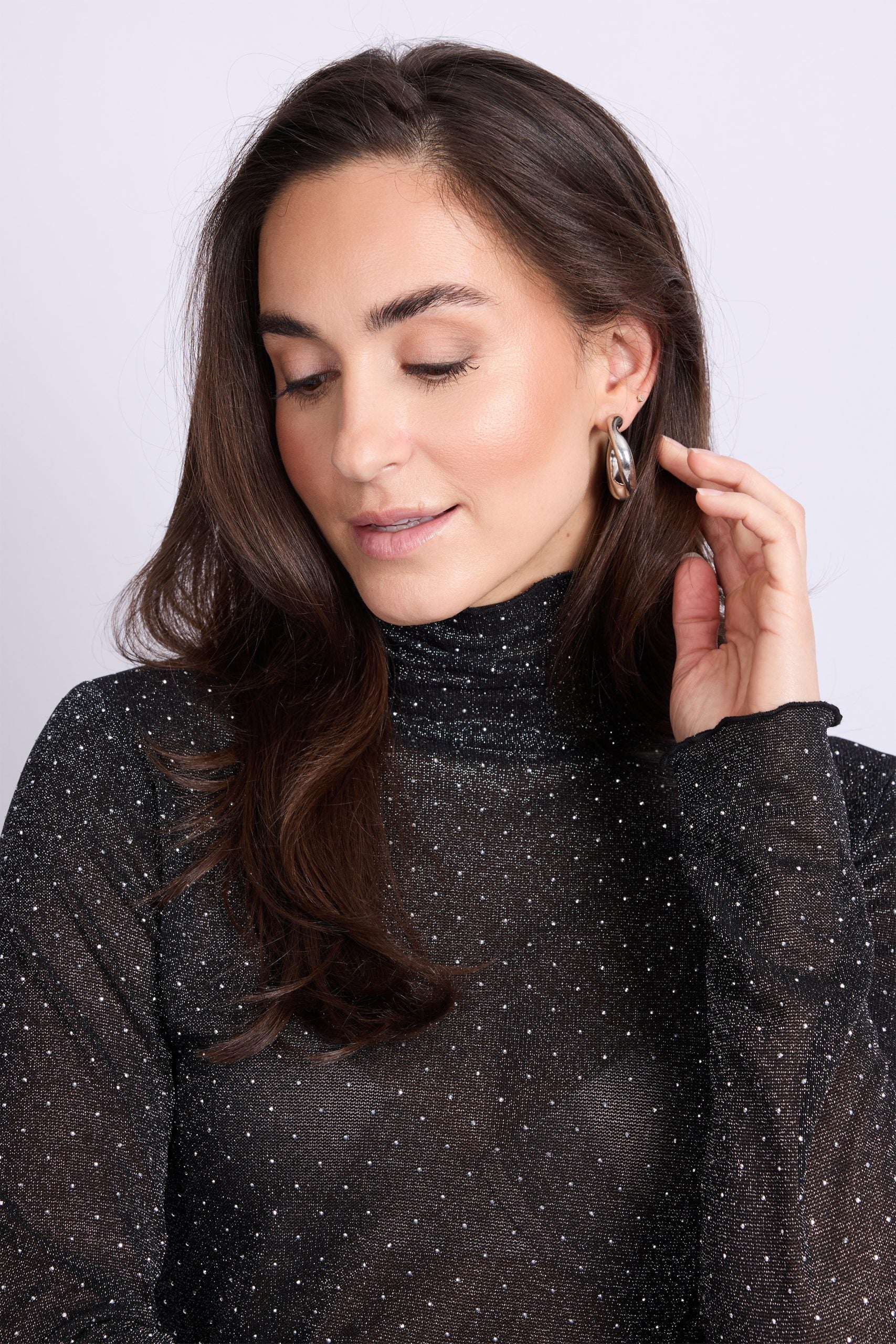 C&S Tatiana Glitter Top zwart