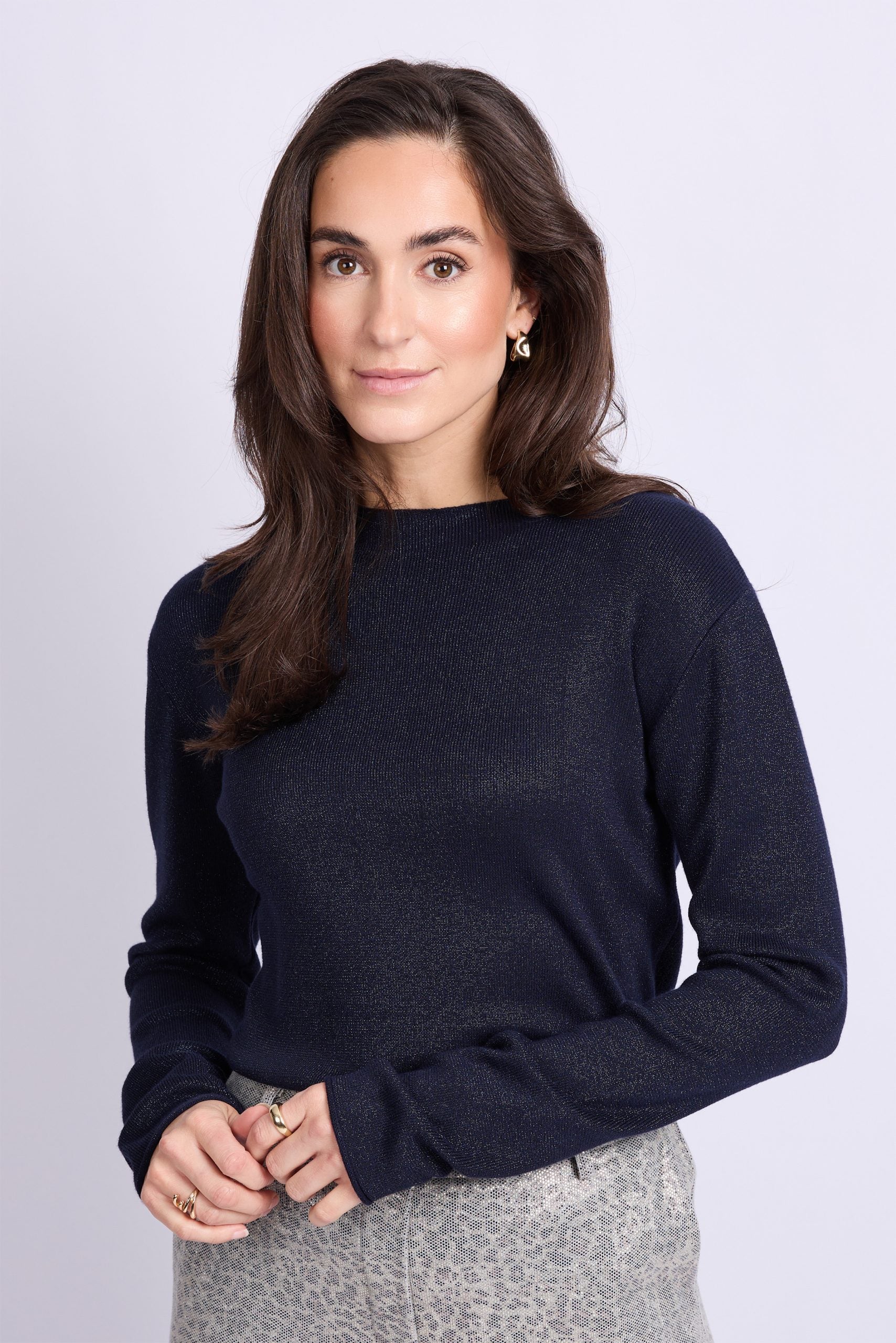 C&S Kristen Knit Pullover midnight blue