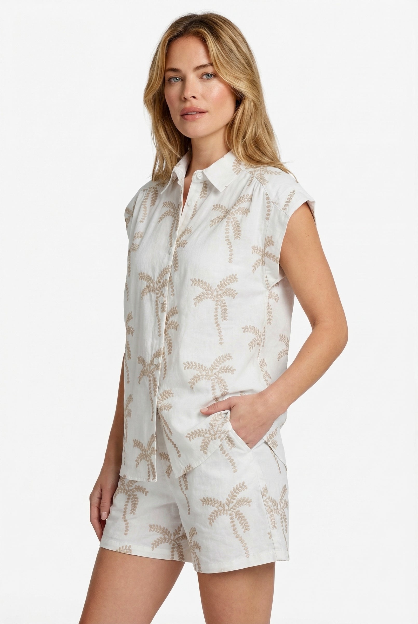 C&S Lusanna Blouse offwhite / khaki