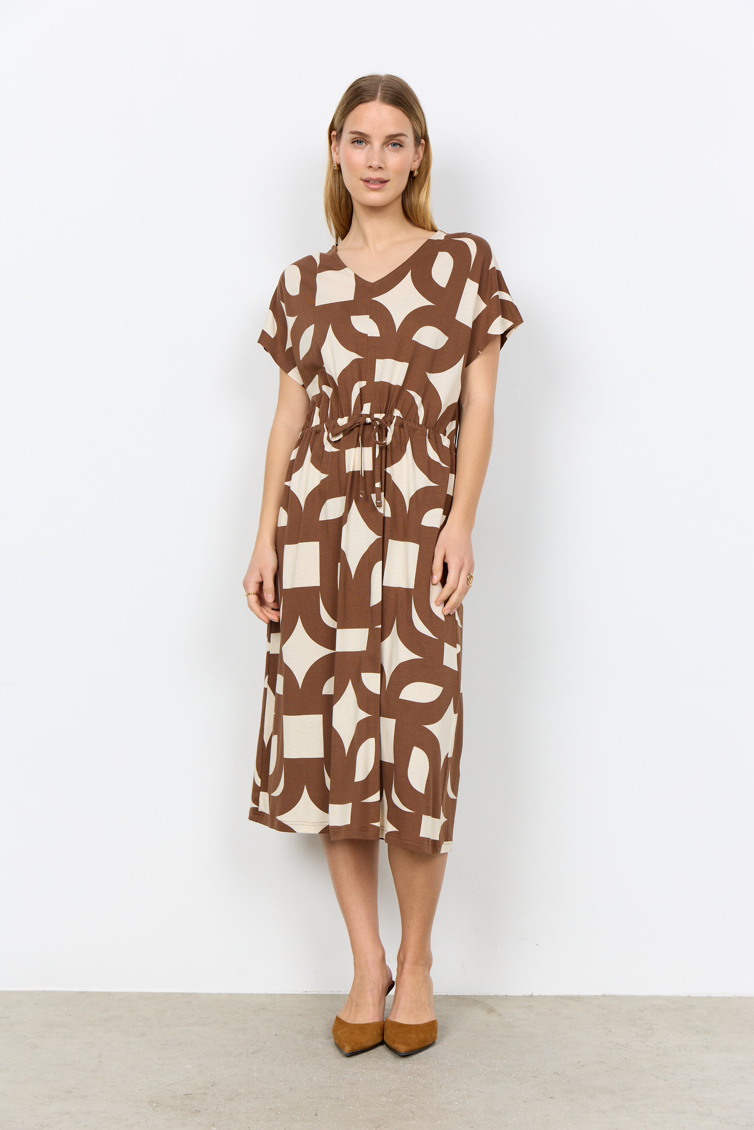 SoyaConcept Felicity AOP 543 Jurk toffee print