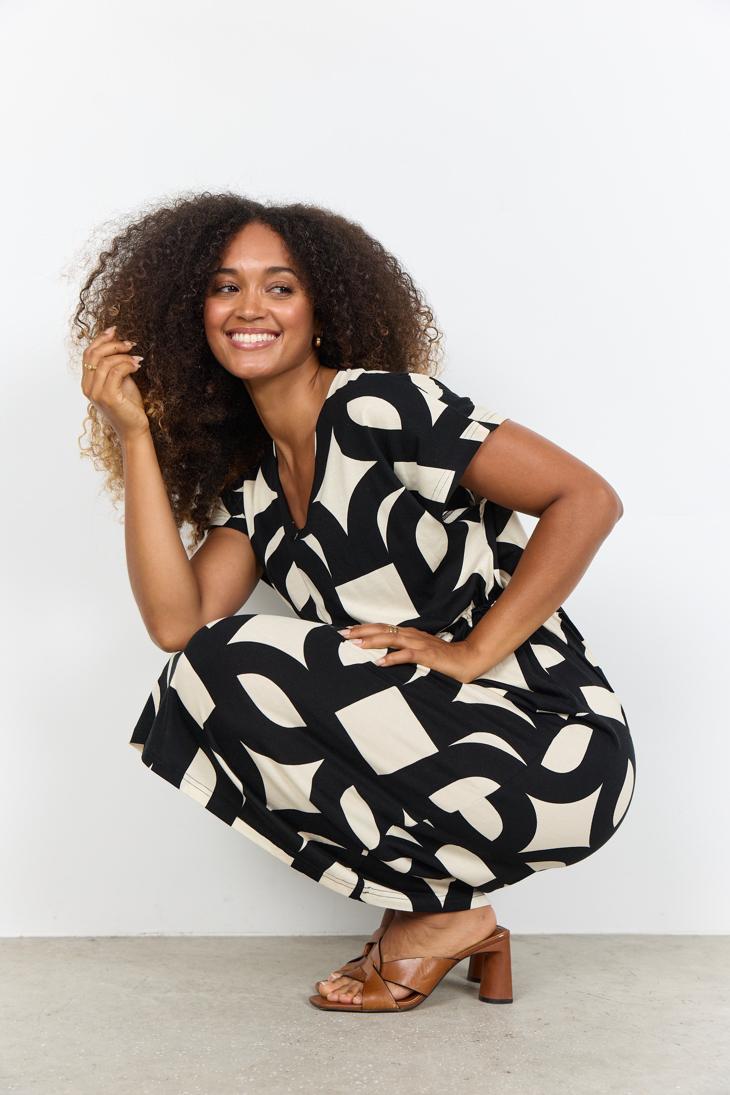 SoyaConcept Felicity AOP 543 Jurk zwart print