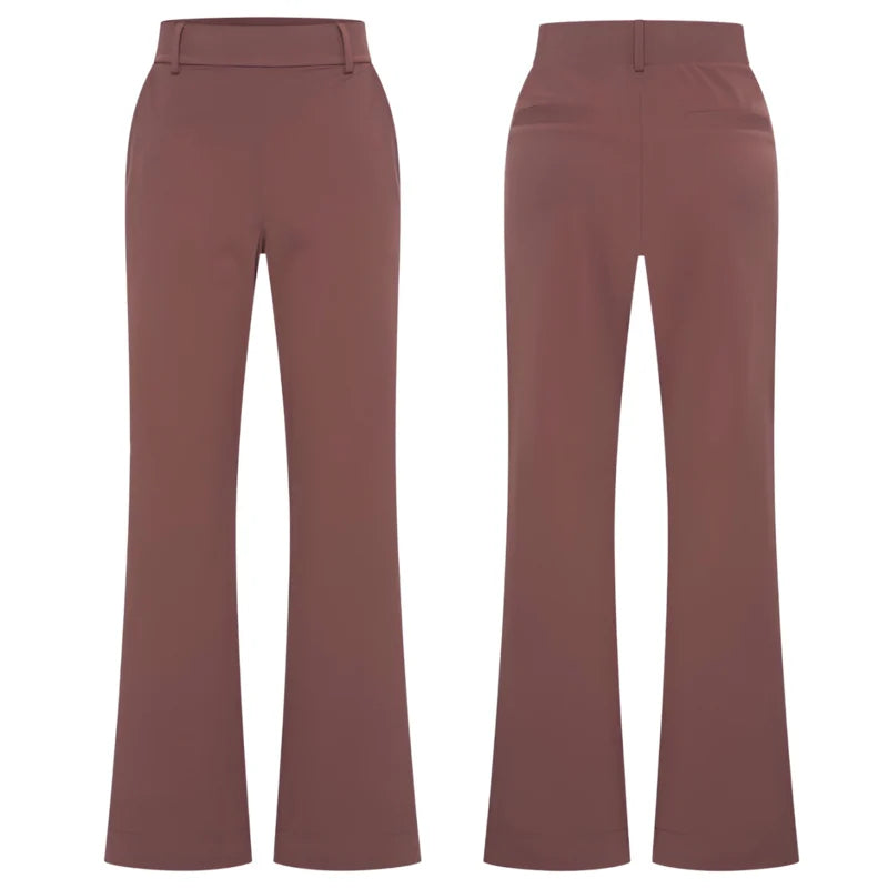 Mi Piace Bonded Travelstof Wijde Broek 202624 mahogany