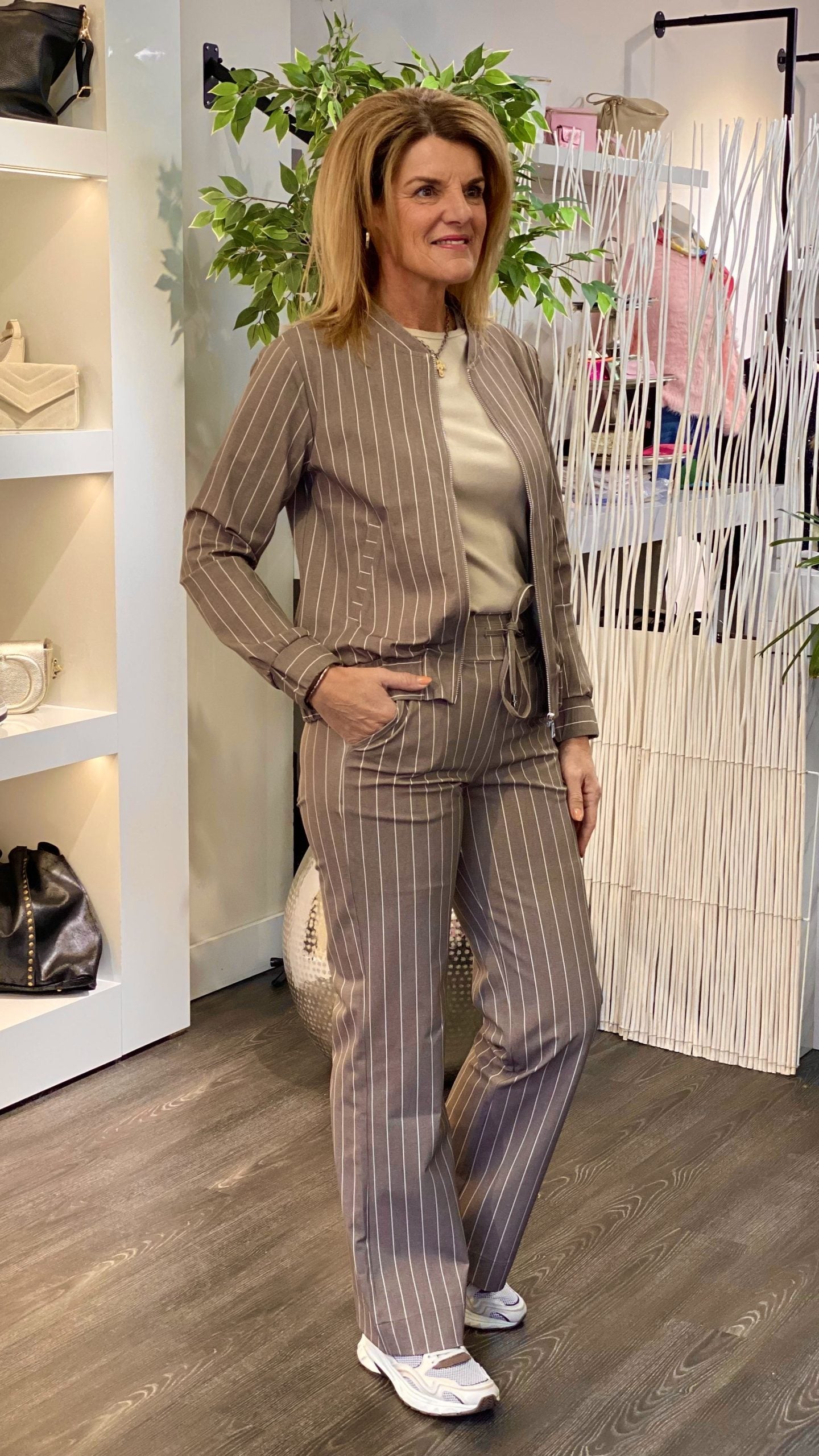 Mi Piace Bonded Travelstof Broek Premium Kwaliteit 202631 classic stripe falcon