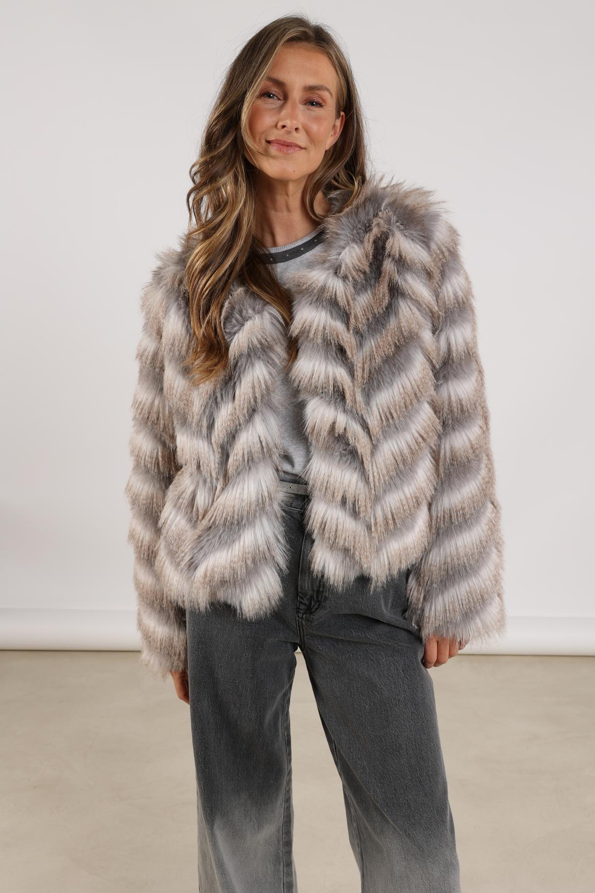 Nukus Lori Jacket Zigzag offwhite grey