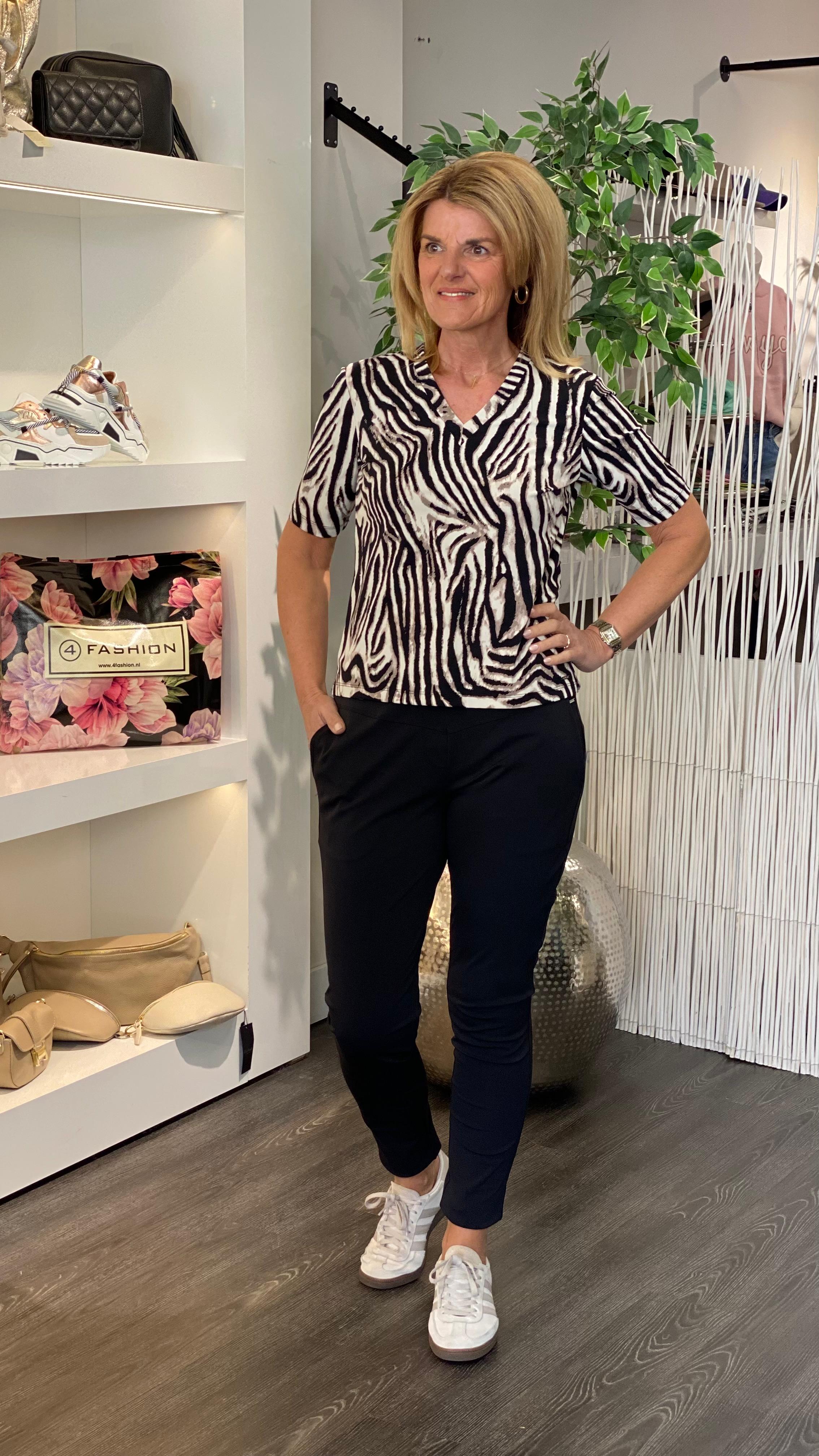 Mi Piace Travelstof Top V-Hals 202271 zebra print