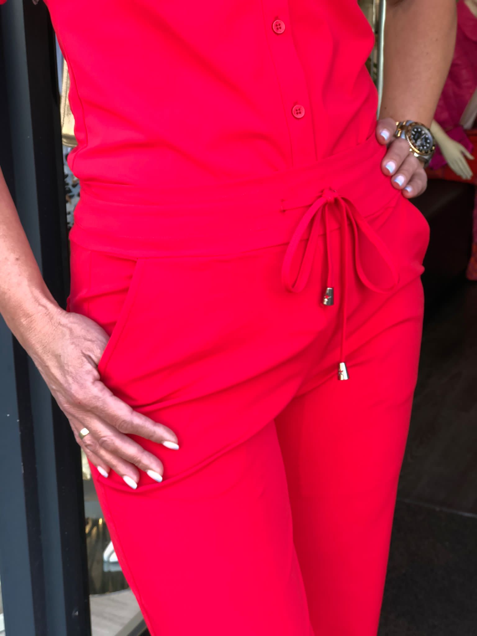Mi piace Travelstof Broek Recht Model 202089 rood
