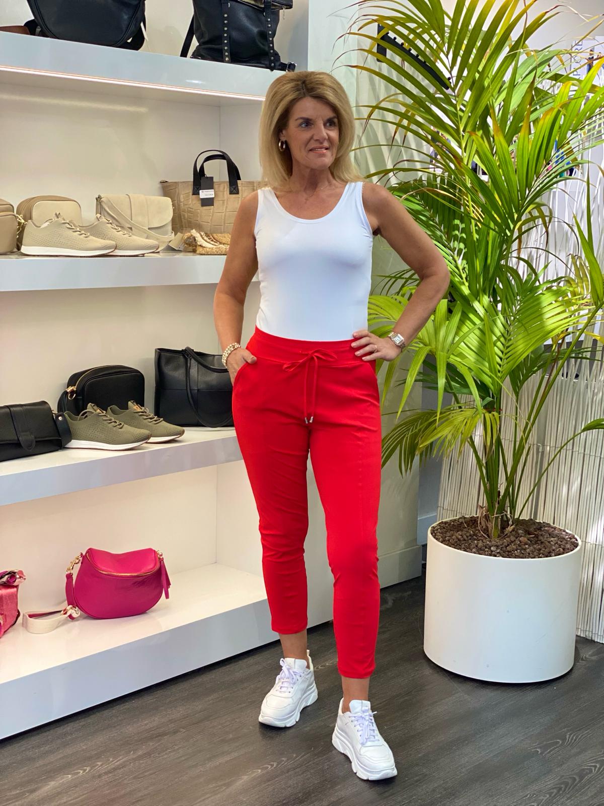 Mi Piace Travelstof Broek 7/8 rood 202024