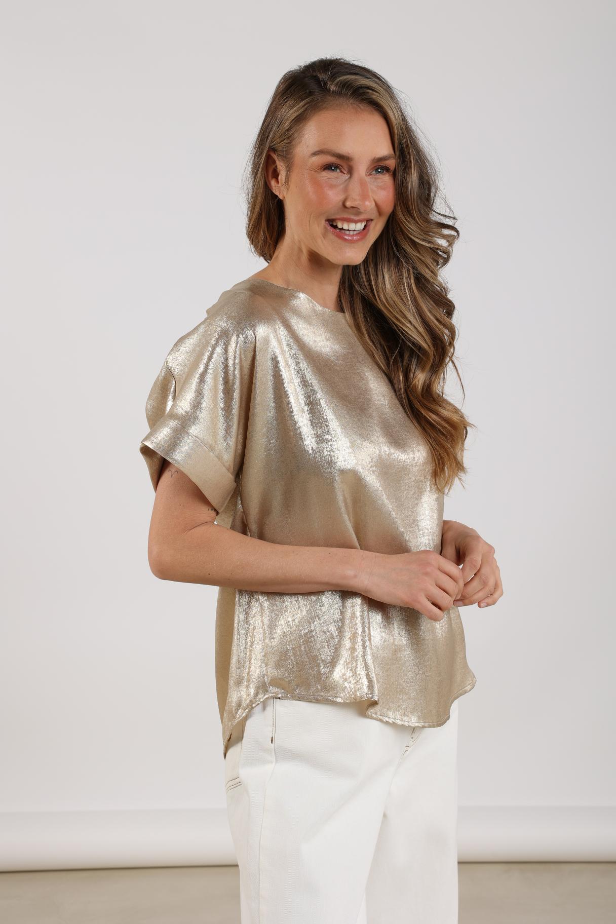 Nukus Irene Top Shiny goud