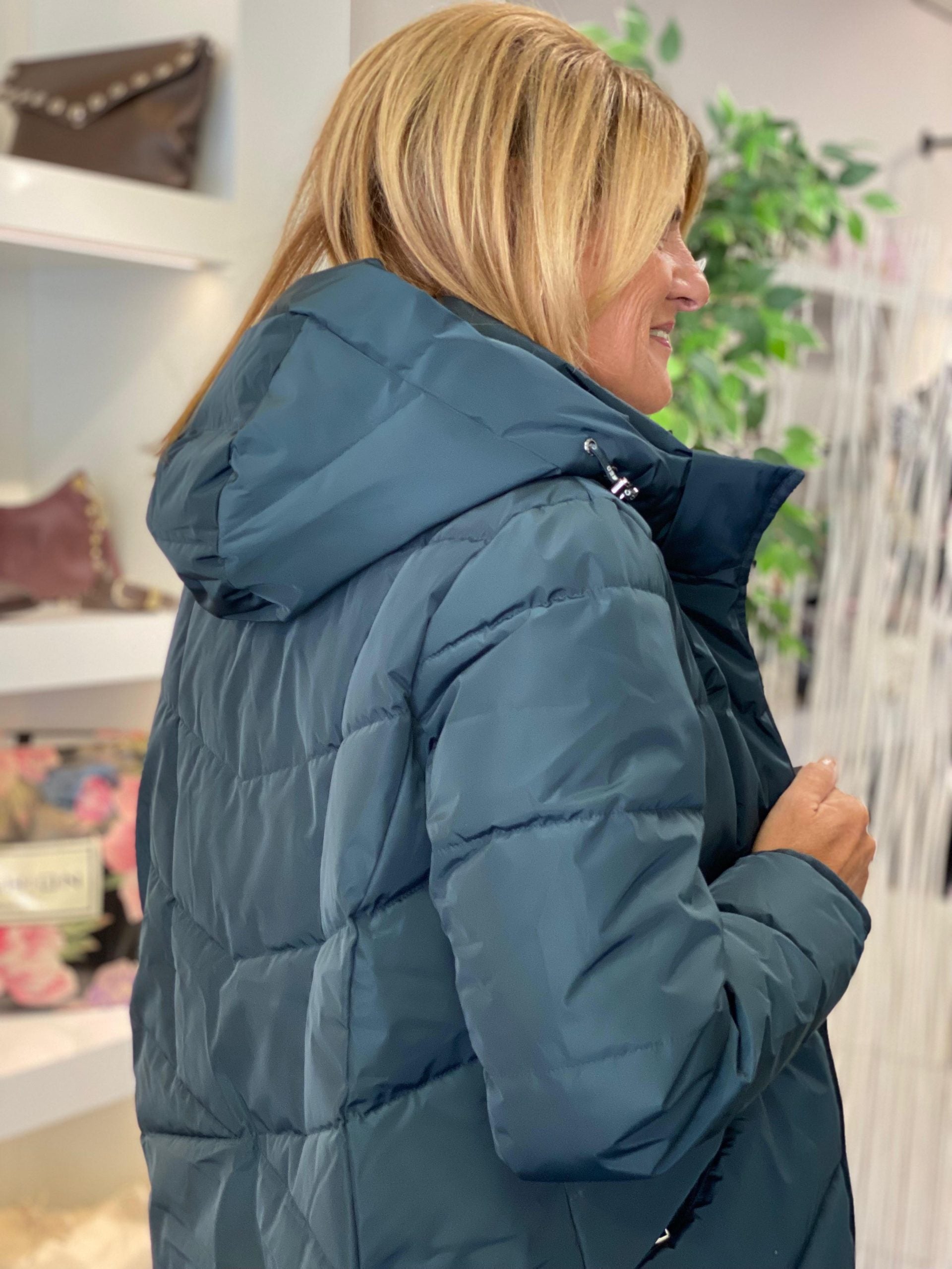 Covered Halflange Winterjas Adele 2 dark petrol