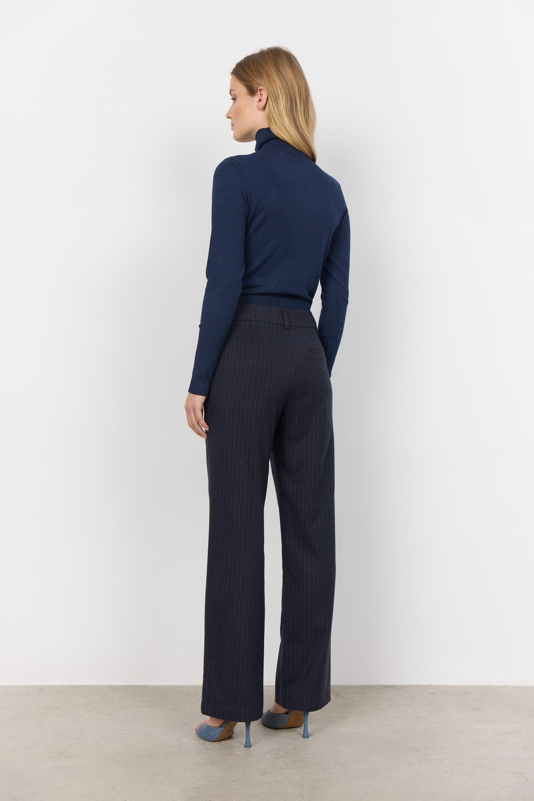 SoyaConcept Isabelle 5B Broek donkerblauw krijtstreep