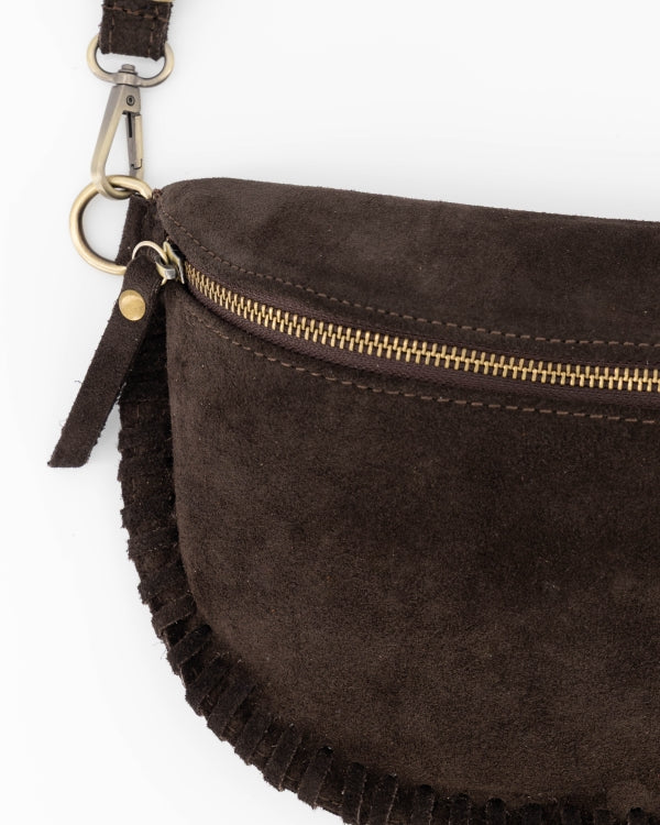 Mara Schoudertas Suede T416 dark brown