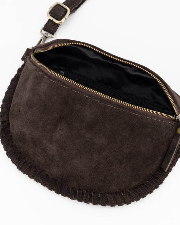Mara Schoudertas Suede T416 dark brown