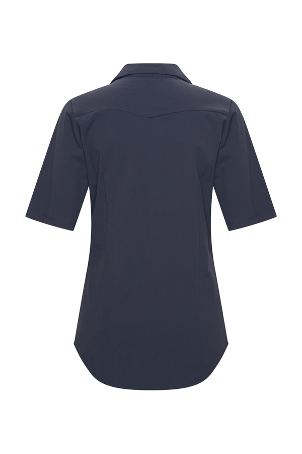 Mi Piace Travelstof Blouse Korte Mouw donkerblauw 202603