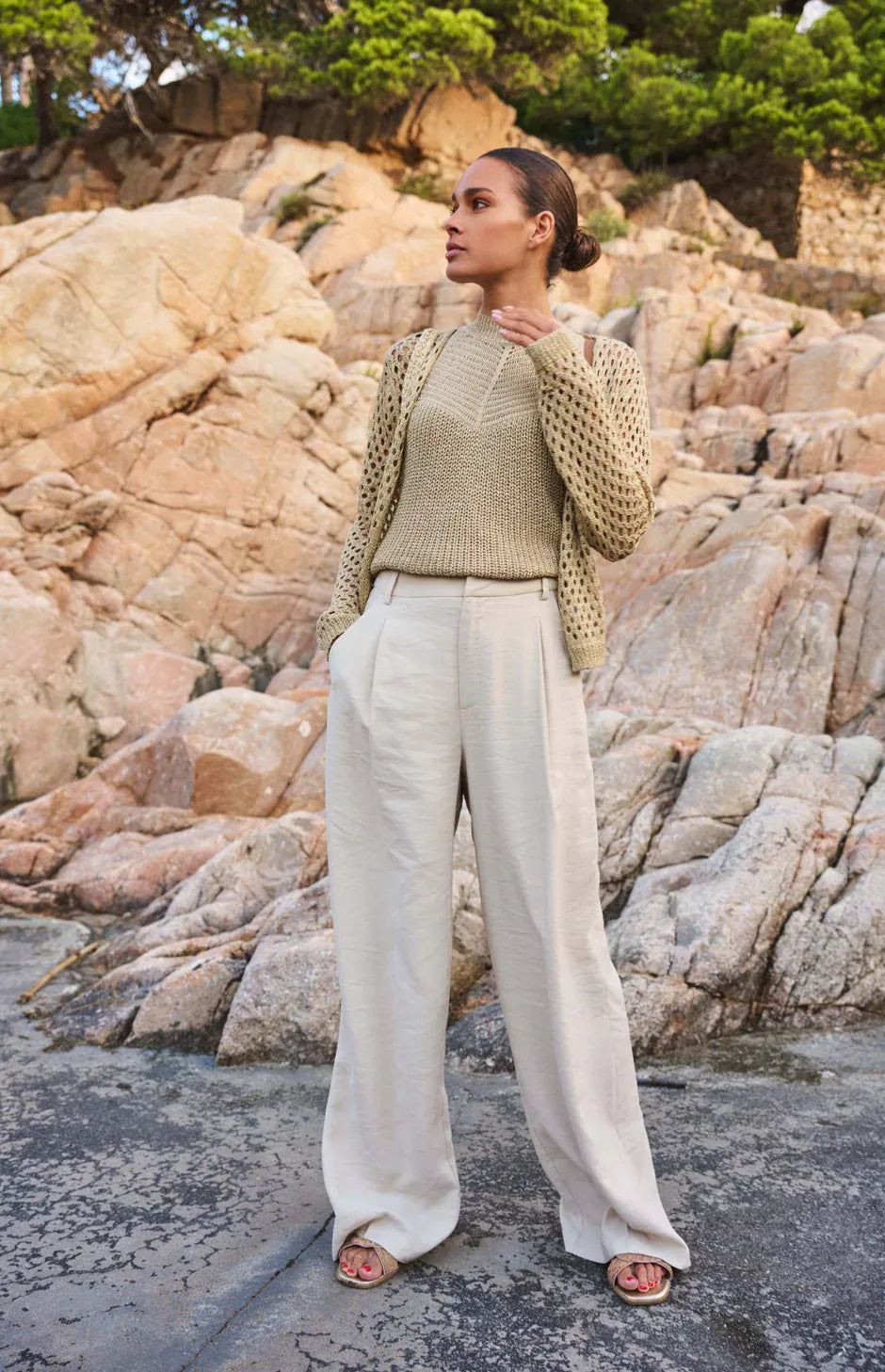 Esqualo Trousers WB Pleat Broek light sand HS25.10221