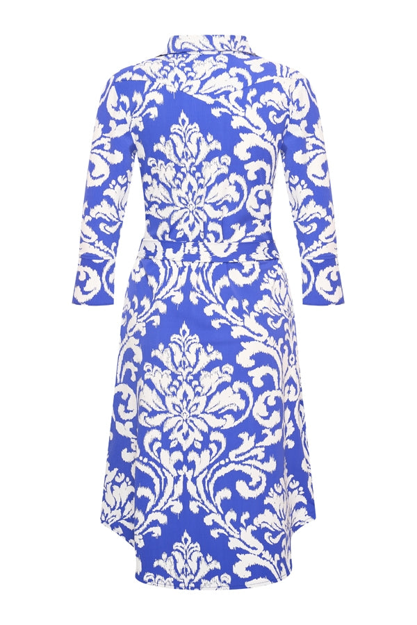 Mi Piace Travelstof Jurk cobalt offwhite ornament print 202092