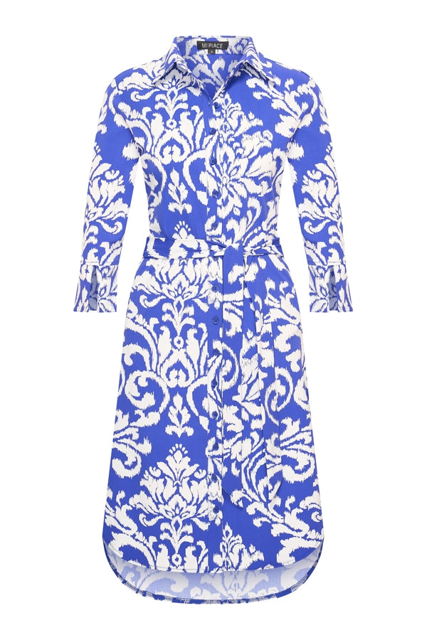 Mi Piace Travelstof Jurk cobalt offwhite ornament print 202092