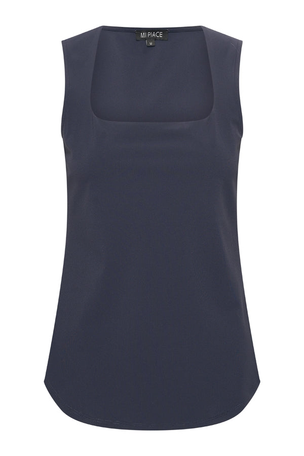 Mi Piace Travelstof Mouwloze Top Vierkante Hals donkerblauw 202610
