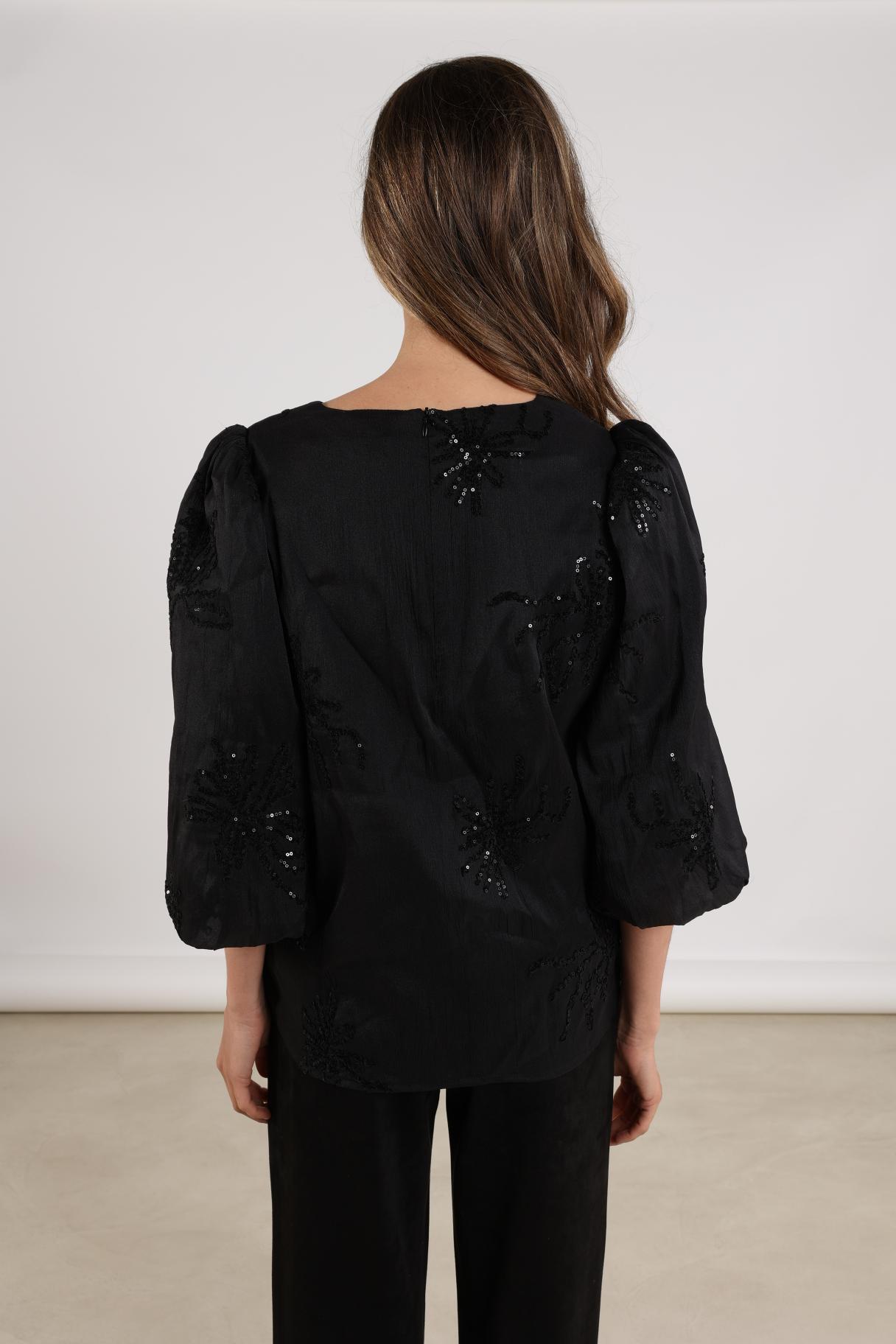 Nukus Delilah Blouse Embroidery zwart