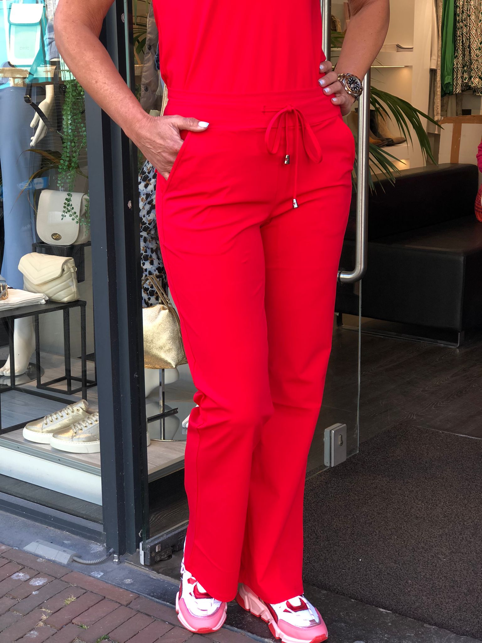 Mi piace Travelstof Broek Recht Model 202089 rood