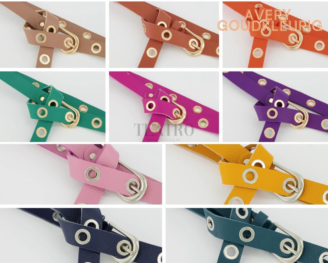 Riem ring goud echt leer meerdere kleuren