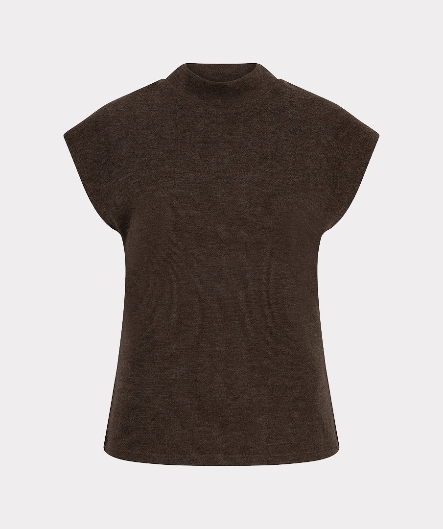 Esuqalo Sleeveless Sweater Mock cacao brown F26.07535