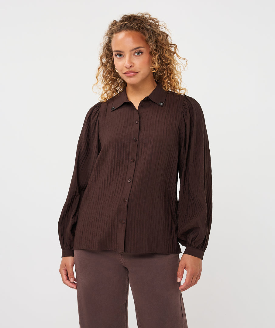 Esqualo Crinkle Blouse cacao brown F26.15505