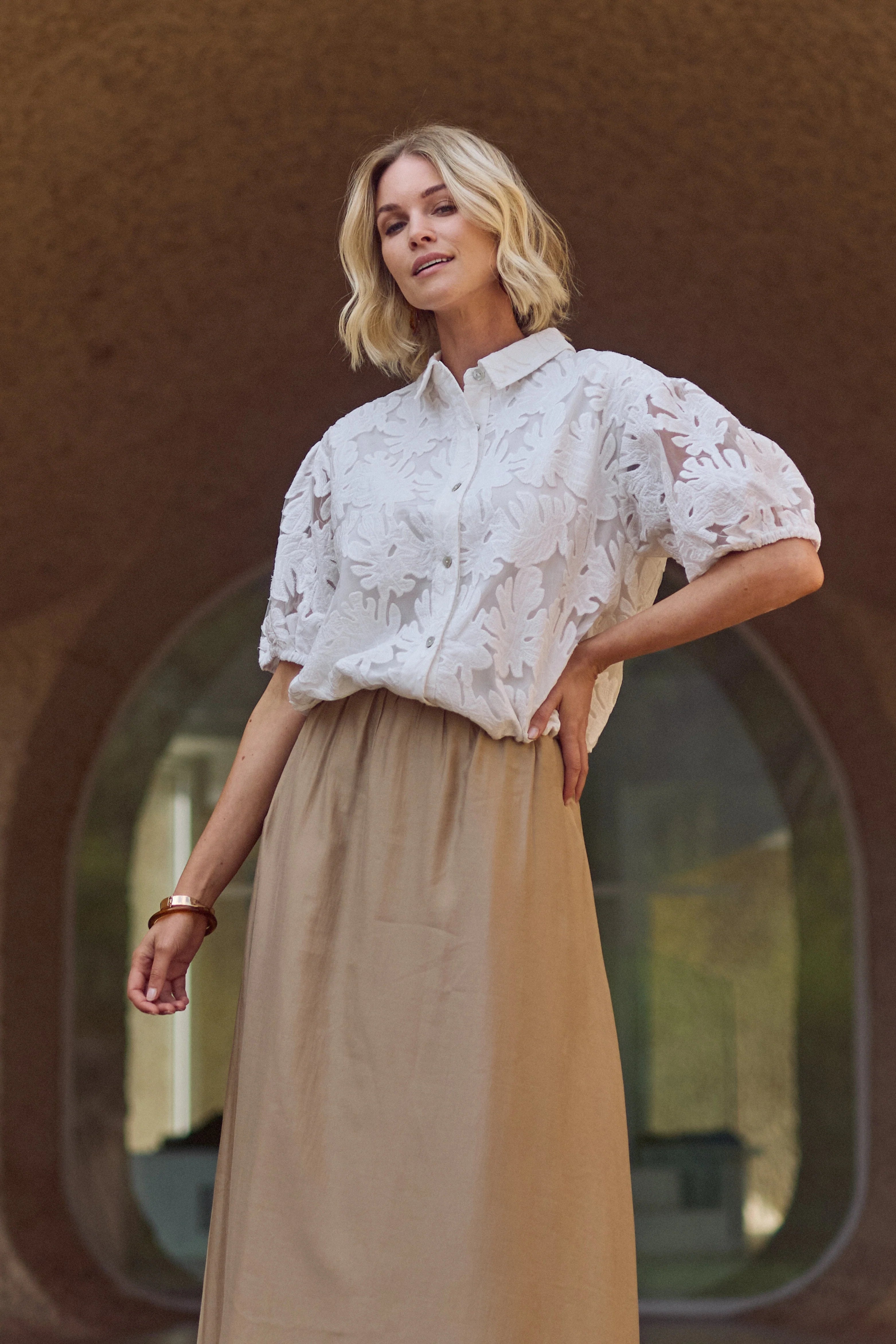 Nukus Berit Blouse Embroidery offwhite