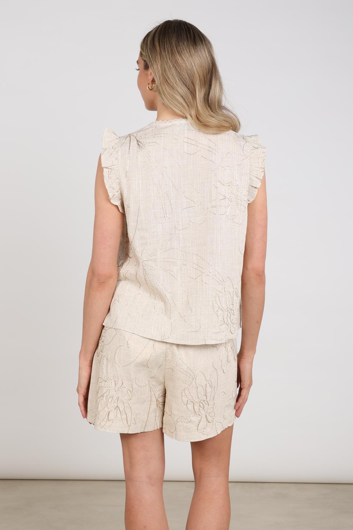 Nukus Lori Top Embroidery sand