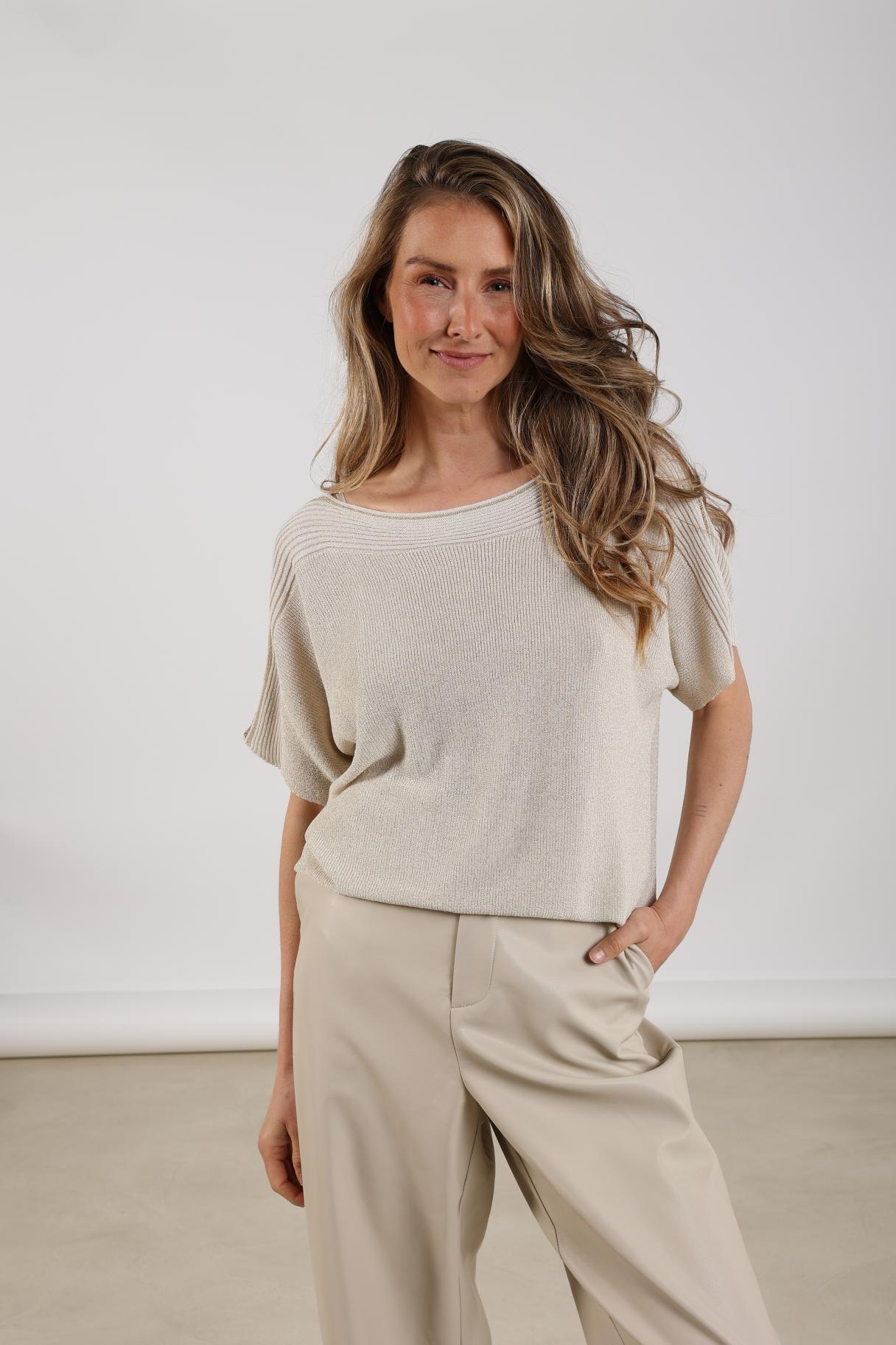Nukus Merla Top Lurex zand